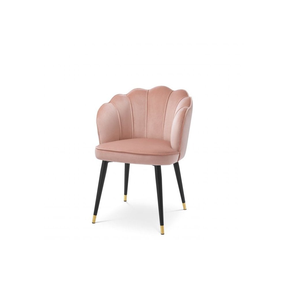 Bristol Dining Chair in Savona Nude Velvet with Black and Gold Accents