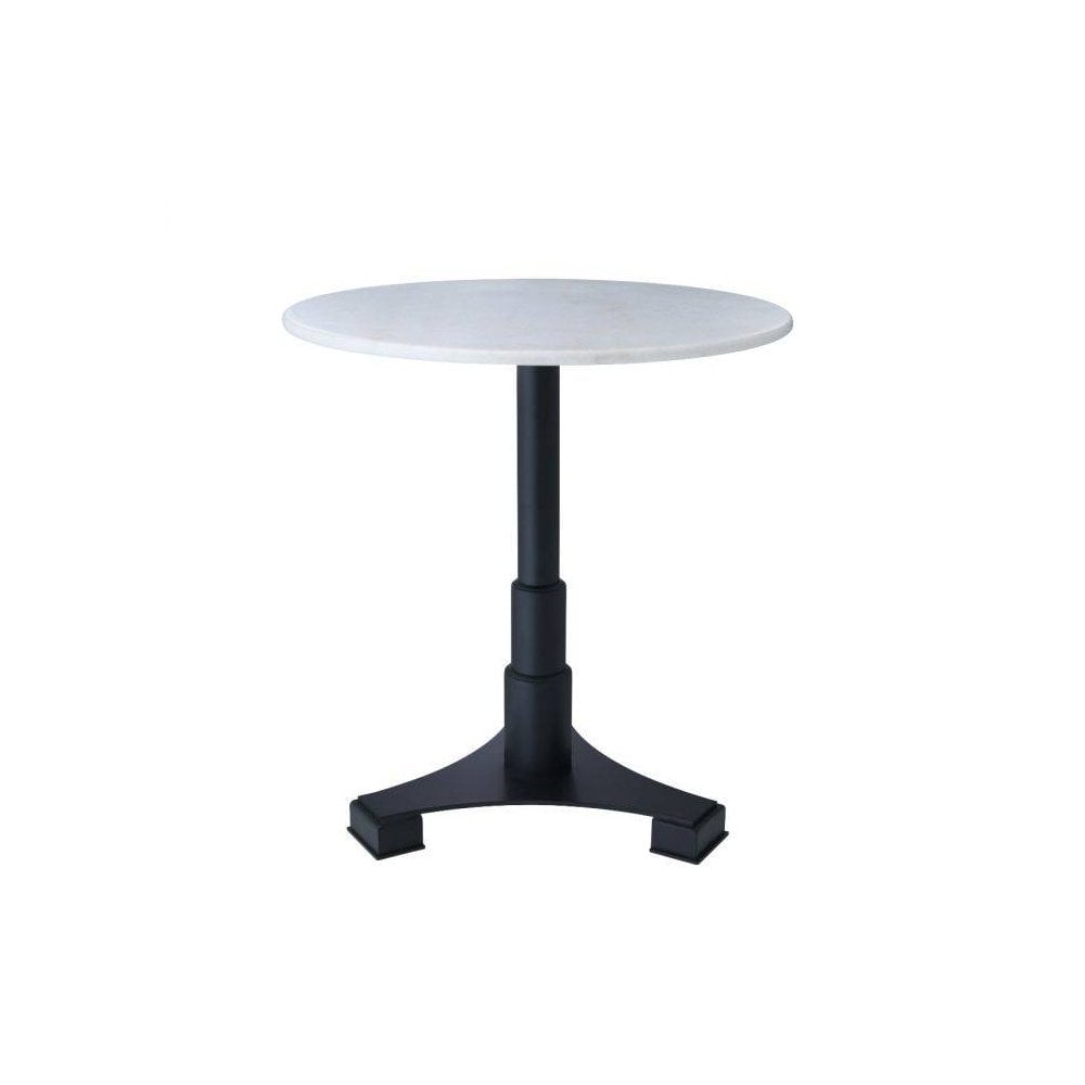 Round Mercier Dining Table with Black Base and White Marble Top