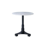 Round Mercier Dining Table with Black Base and White Marble Top