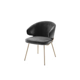 Kinley Dining Chair in Savona Dark Grey Velvet with Brass-Finished Legs
