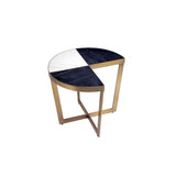 Turino Side Table: Contemporary Elegance with Dual Marble and Brushed Brass Highlights