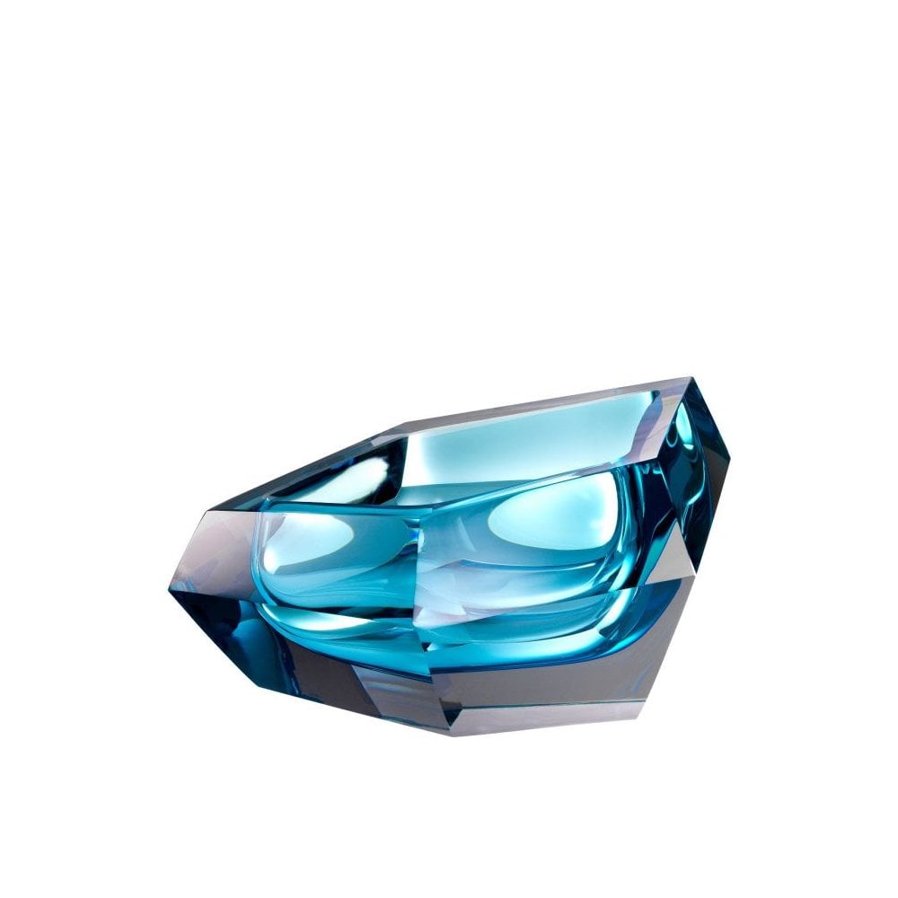 Blue Crystal Glass Alma Bowl - Elegant Indoor Accent Piece