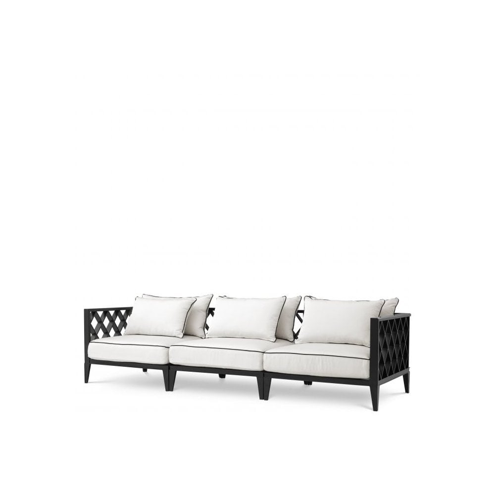 Ocean Club Sofa with Matte Black Frame and Sunbrella Canvas Cushions
