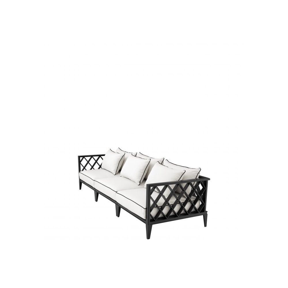 Ocean Club Sofa with Matte Black Frame and Sunbrella Canvas Cushions