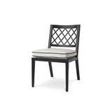 Elegant Paladium Dining Chair with Matte Black Frame and Sunbrella Canvas Cushions