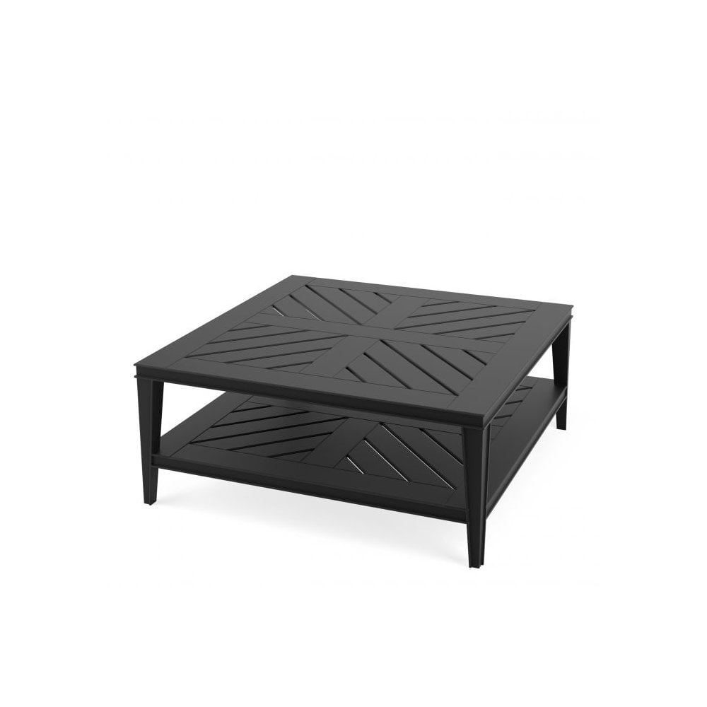 Sleek Outdoor Bell Rive Square Coffee Table in Matte Black Finish