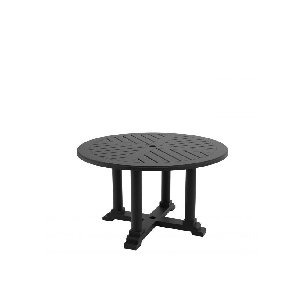 Chic Outdoor Round Dining Table - Ø 130 cm, Elegant Matte Black Design