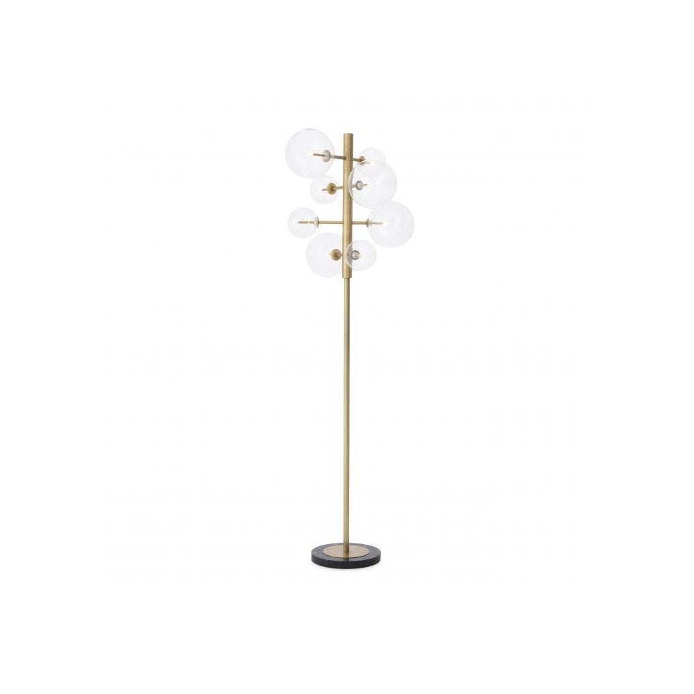 Argento Mid-Century Modern Floor Lamp, Antique Brass & Black Marble Base