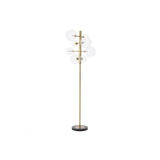 Argento Mid-Century Modern Floor Lamp, Antique Brass & Black Marble Base