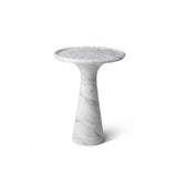 Pompano Low Marble Side Table, Solid Italian Carrara Marble