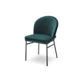 Set of 2 Willis Dining Chairs in Savona Dark Green Velvet with Black Legs