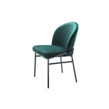 Set of 2 Willis Dining Chairs in Savona Dark Green Velvet with Black Legs