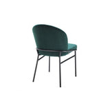 Set of 2 Willis Dining Chairs in Savona Dark Green Velvet with Black Legs