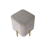 Savona Greige Velvet Cube Ottoman with Brushed Brass Legs