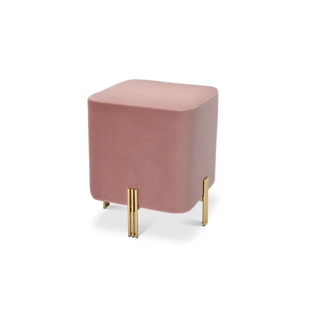 Savona Nude Velvet Burnett Stool with Gold Accent