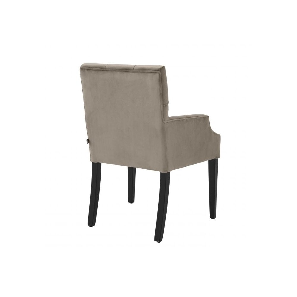 Atena Armchair in Savona Greige Velvet with Black Legs