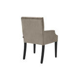 Atena Armchair in Savona Greige Velvet with Black Legs