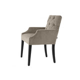 Atena Armchair in Savona Greige Velvet with Black Legs