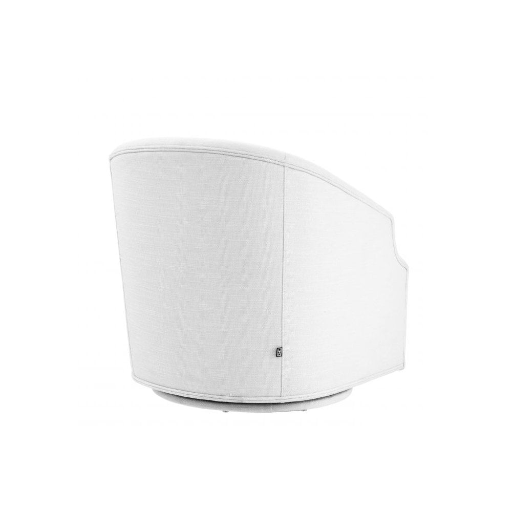 Gustav Swivel Chair in Avalon White with Retro Chic Design