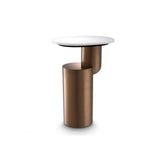 Tosca Side Table with Brushed Copper Accents and White Marble Top