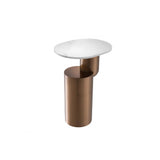 Tosca Side Table with Brushed Copper Accents and White Marble Top
