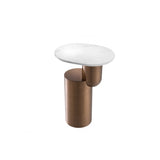 Tosca Side Table with Brushed Copper Accents and White Marble Top
