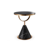Park Lane Side Table: Black Faux Marble & Brushed Copper Elegance