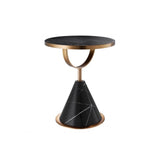 Park Lane Side Table: Black Faux Marble & Brushed Copper Elegance