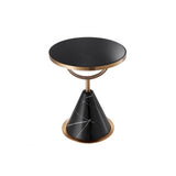 Park Lane Side Table: Black Faux Marble & Brushed Copper Elegance