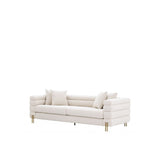 York Sofa: Bouclé Cream Elegance with Brushed Brass Accents
