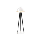 Coyote Floor Lamp with Nickel Dome Shade and Black Tapered Legs