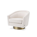 Swivel Chair Catene in Cream Bouclé with Matte Gold Base