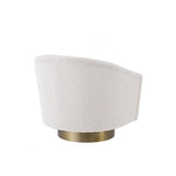Swivel Chair Catene in Cream Bouclé with Matte Gold Base