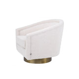 Swivel Chair Catene in Cream Bouclé with Matte Gold Base