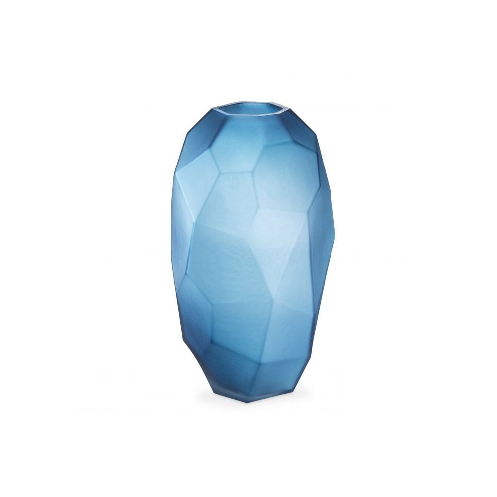 Exquisite Blue Handcrafted Geometric Glass Vase