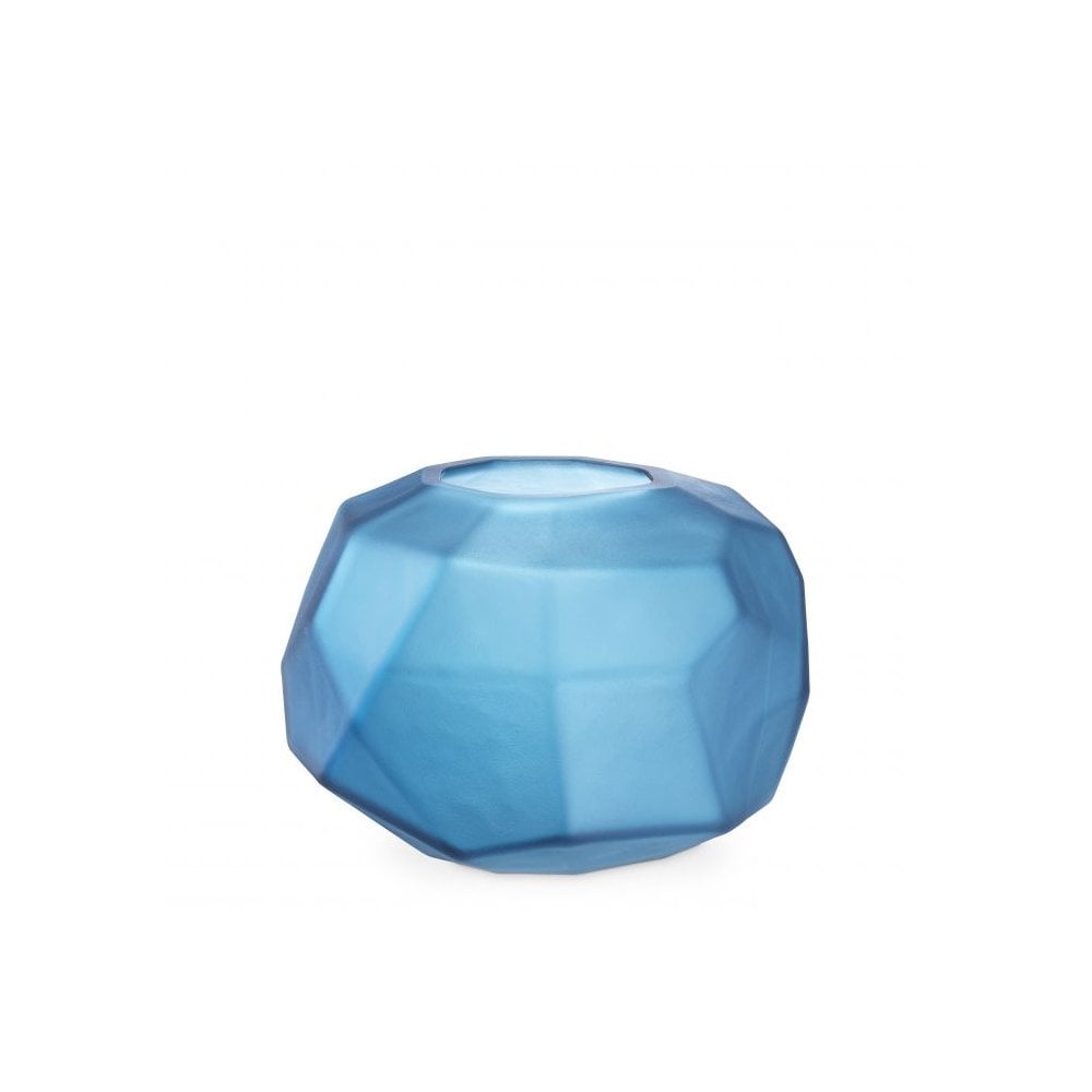 Azure Artisan Glass Bowl with Geometric Elegance