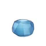 Azure Artisan Glass Bowl with Geometric Elegance