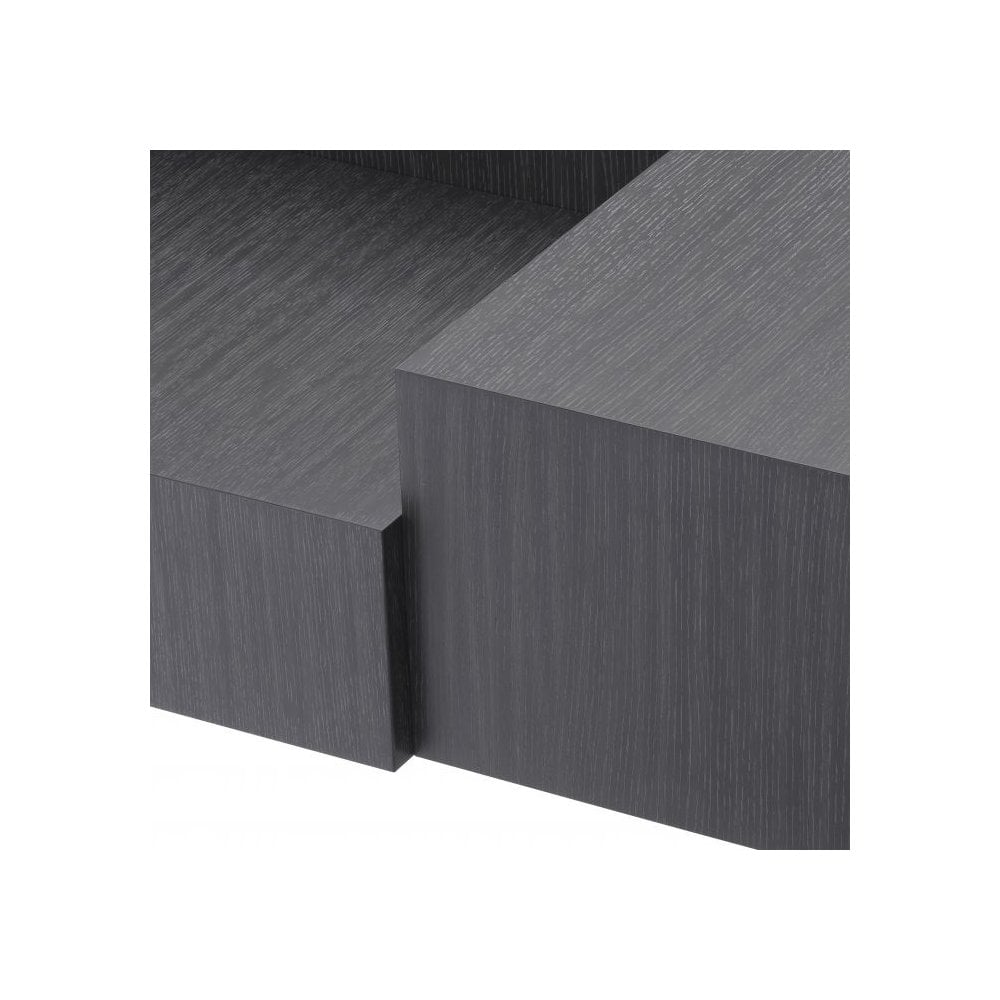 Nerone Square Coffee Table in Charcoal Grey Oak with Brushed Brass Accents