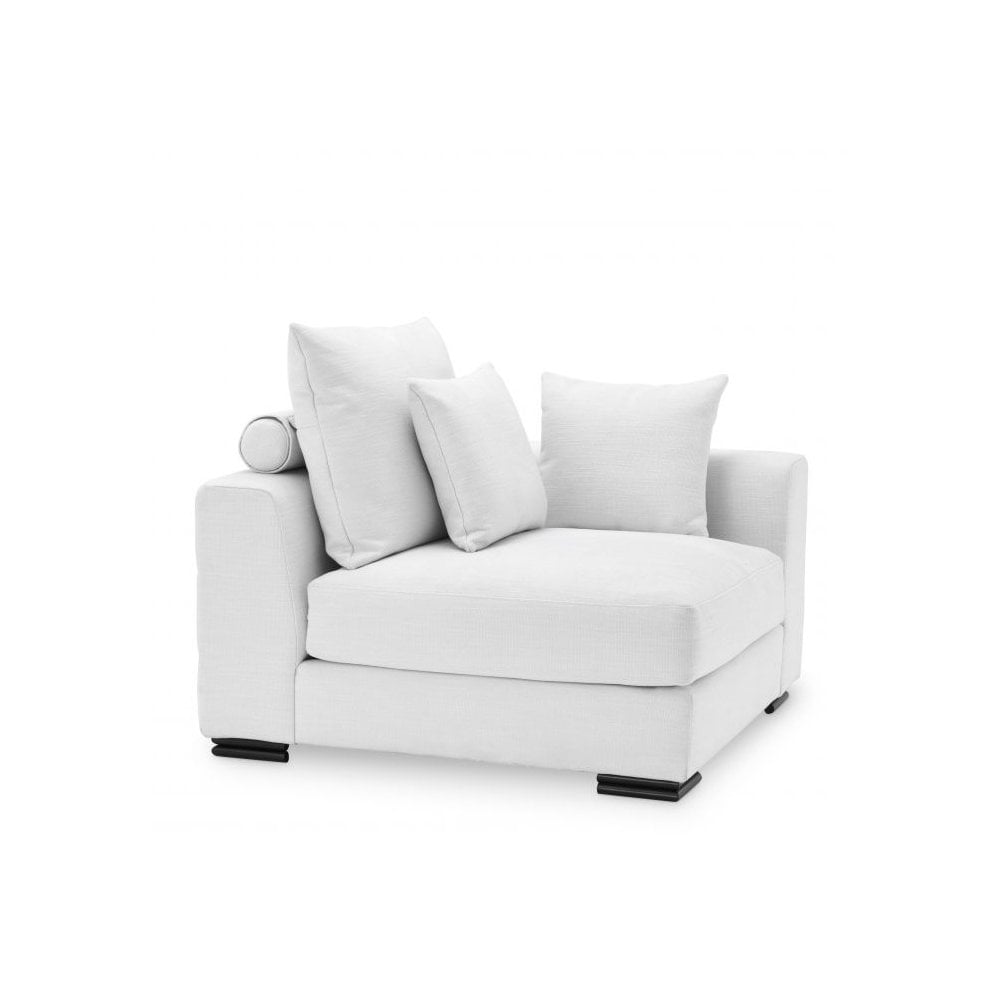 Clifford Corner Sofa in Avalon White with Sleek Black Legs