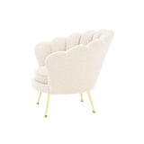Trapezium Chair in Cream Bouclé with Brass Accents