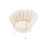 Trapezium Chair in Cream Bouclé with Brass Accents