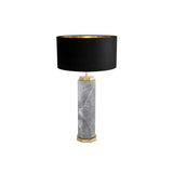 Newman Table Lamp in Grey Marble with Antique Brass Accents