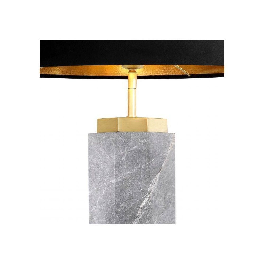 Newman Table Lamp in Grey Marble with Antique Brass Accents