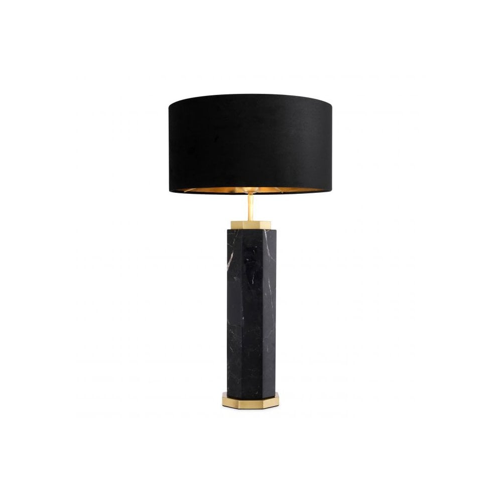 Elegant Newman Table Lamp with Black Marble and Antique Brass