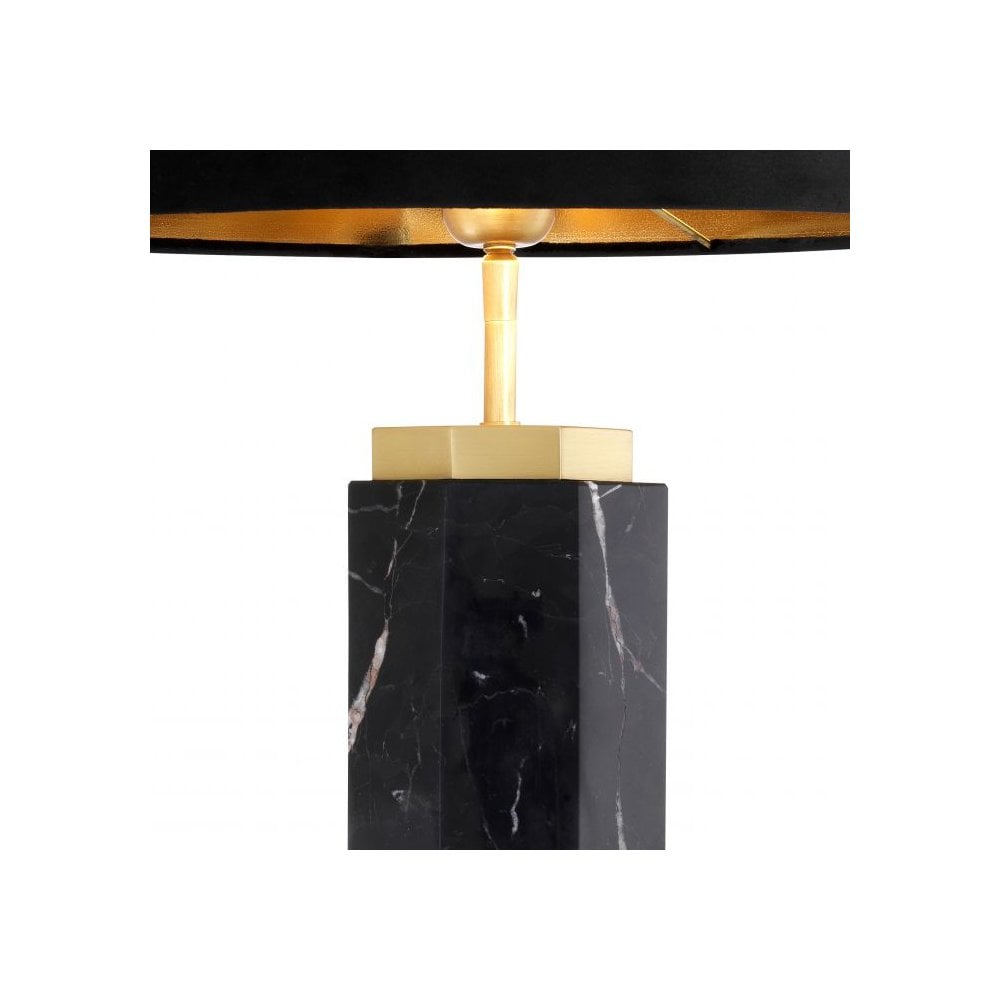 Elegant Newman Table Lamp with Black Marble and Antique Brass