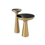 Elegant Lindos Side Table, Mid-Century Scandinavian Design, Brass Base & Black Glass
