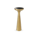 Elegant Lindos Side Table, Brushed Brass Base with Sleek Black Glass Top