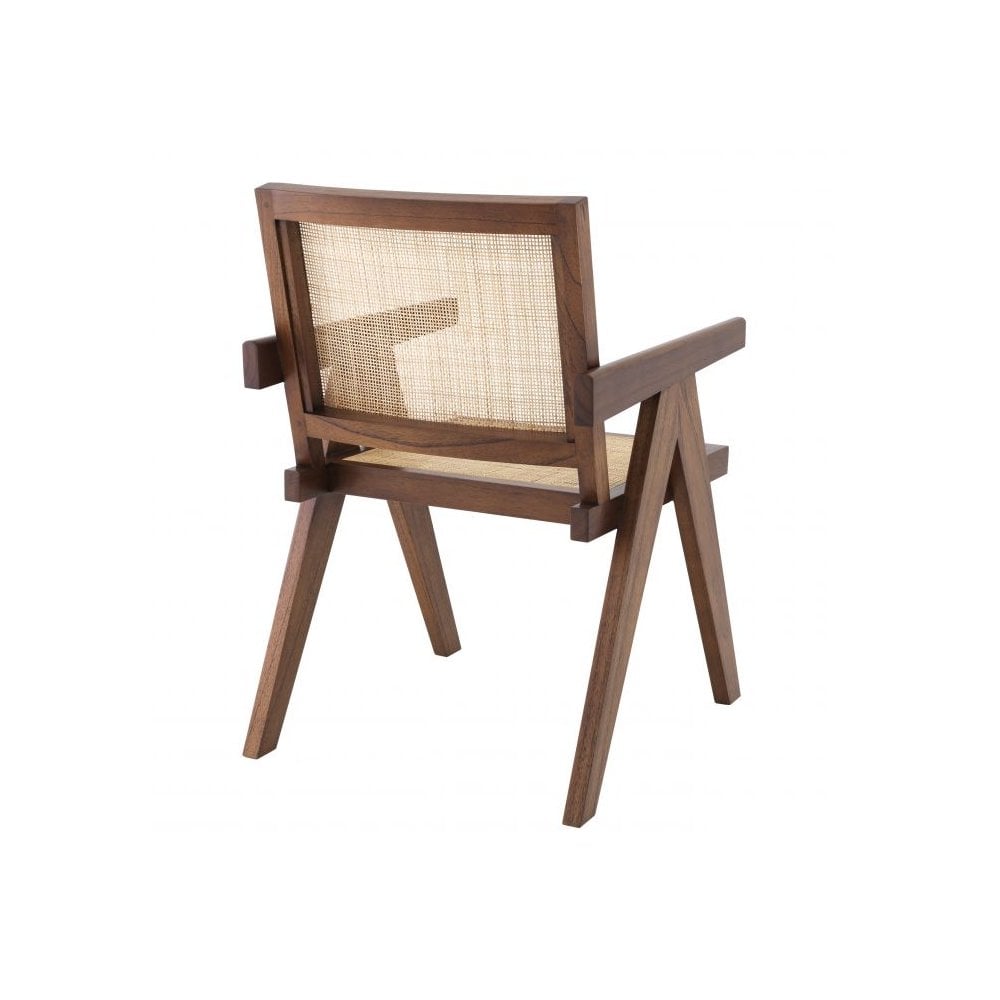 Aristide Dining Chair in Classic Brown with Rattan Cane Webbing