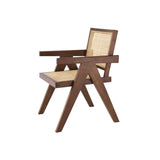 Aristide Dining Chair in Classic Brown with Rattan Cane Webbing