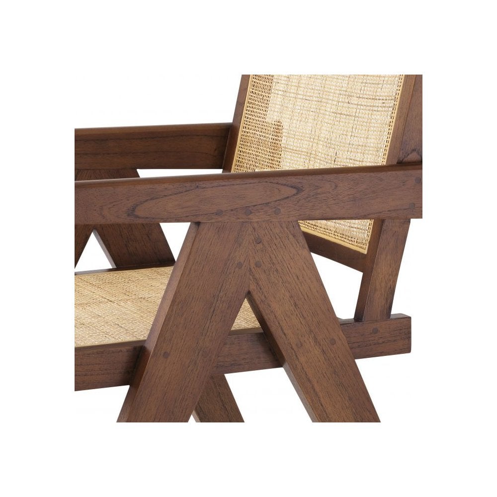 Aristide Dining Chair in Classic Brown with Rattan Cane Webbing